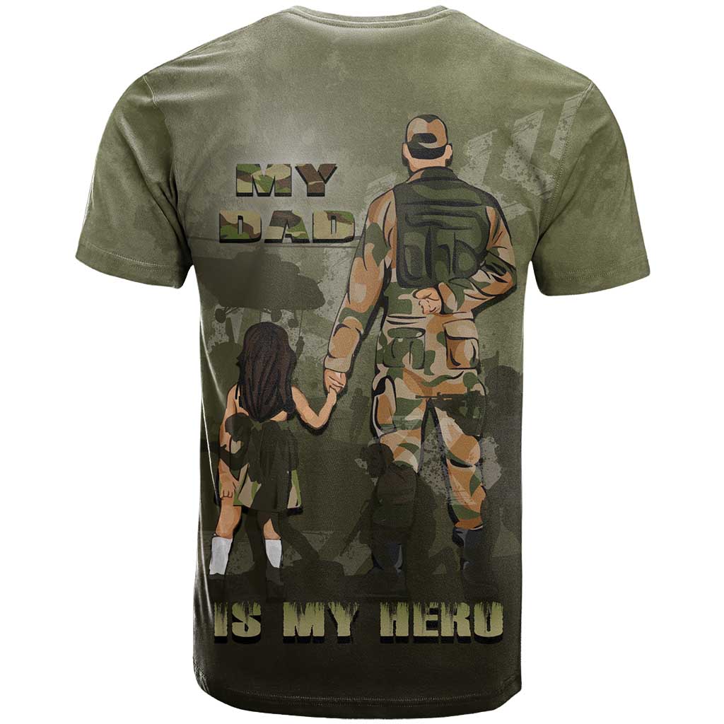 Military Fathers Day T-Shirt My Dad Is My Hero Graphic Tee