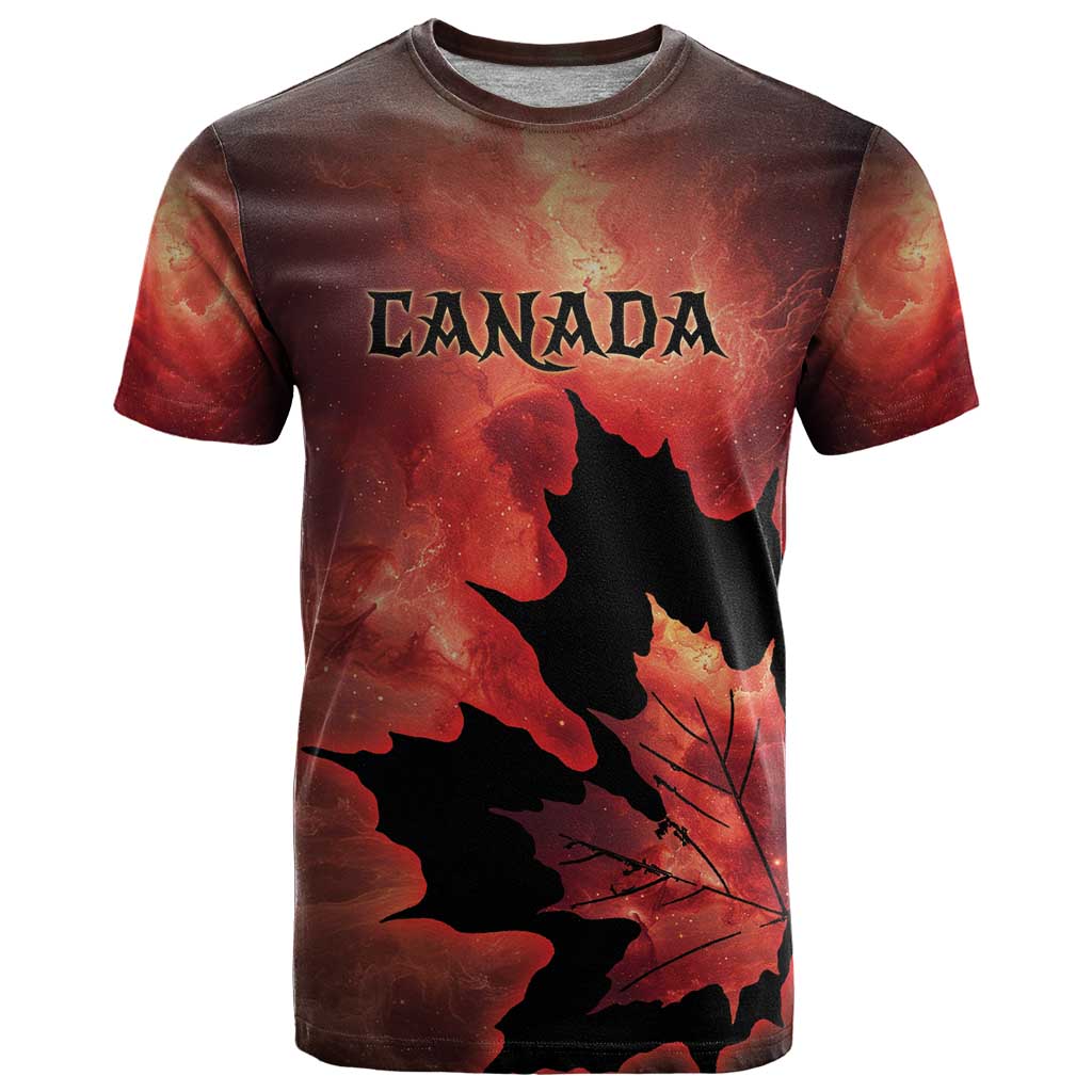 Personalized Canada Maple Leaf T-Shirt Red Galaxy Style Graphic Tee