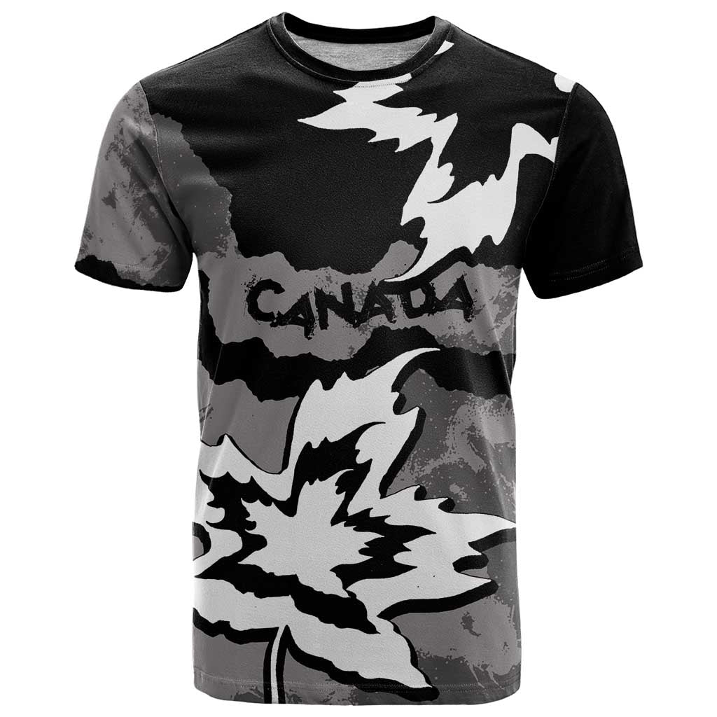 Canada Maple Leaf T-Shirt Unique Style Black Version Graphic Tee