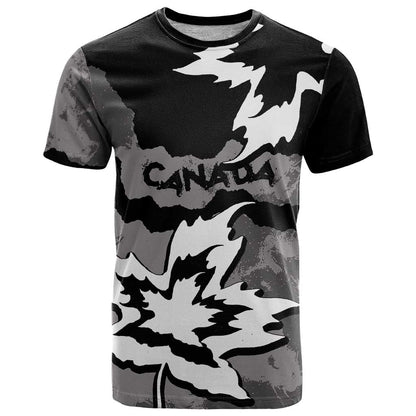 Canada Maple Leaf T-Shirt Unique Style Black Version Graphic Tee