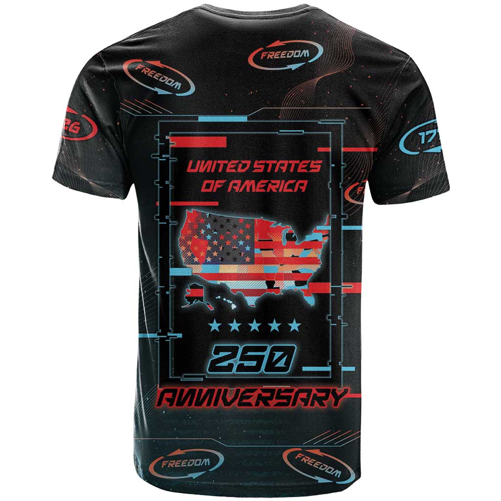 United States 250th Anniversary T-Shirt Statue Of Liberty Cyberpunk Style Graphic Tee