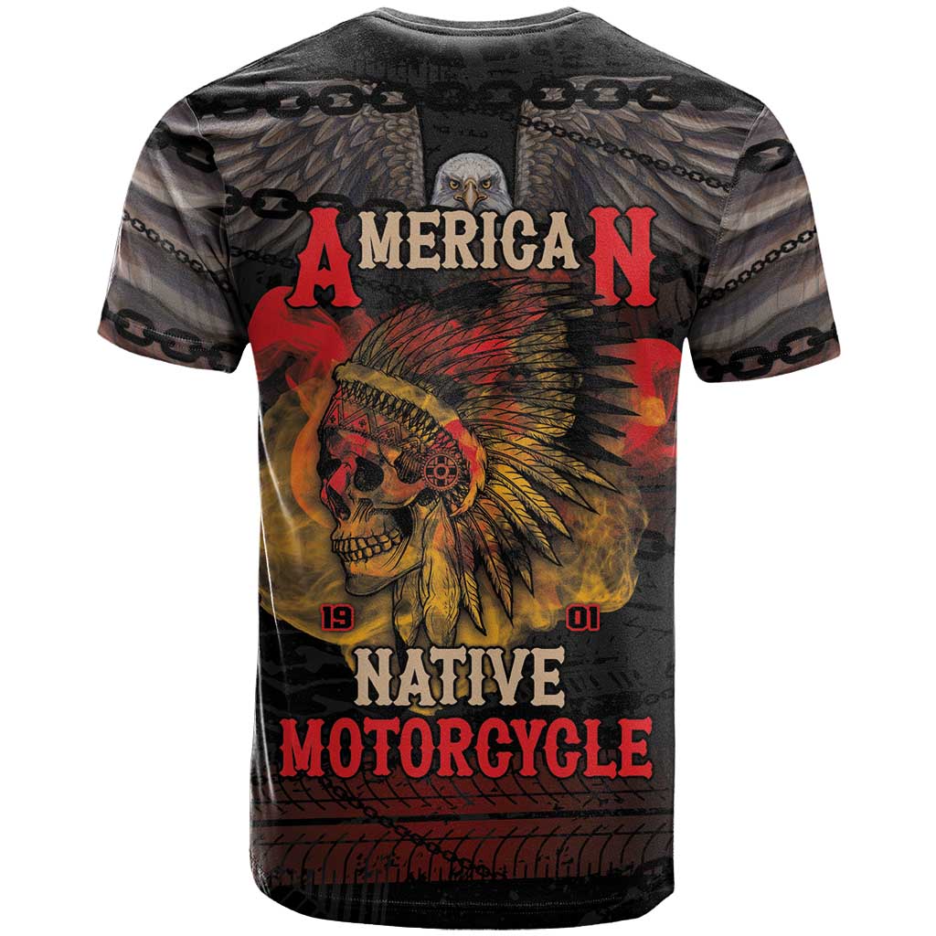 Indian Motorcycle T-Shirt Live To Ride Skull Biker Native American Graphic Tee