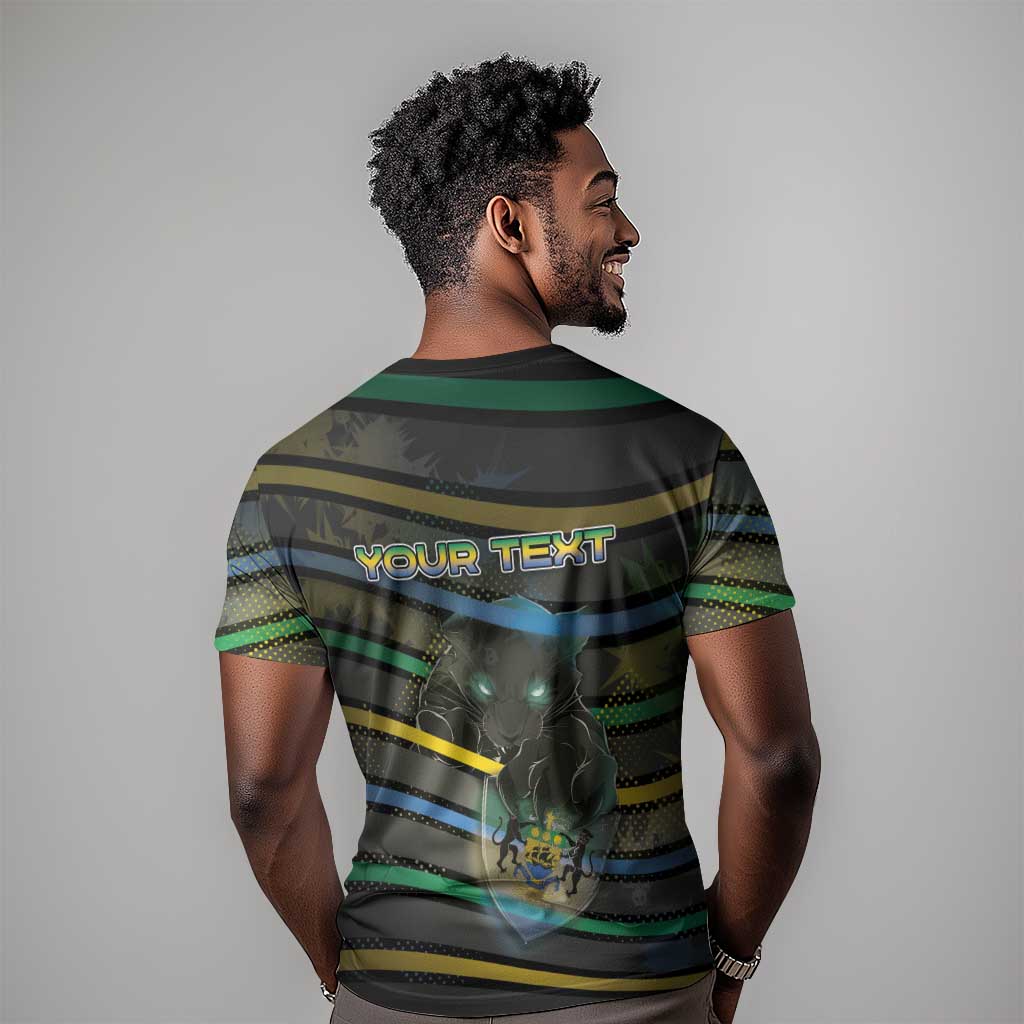 Personalized Gabon T-Shirt Panther Strike Striped Style Graphic Tee
