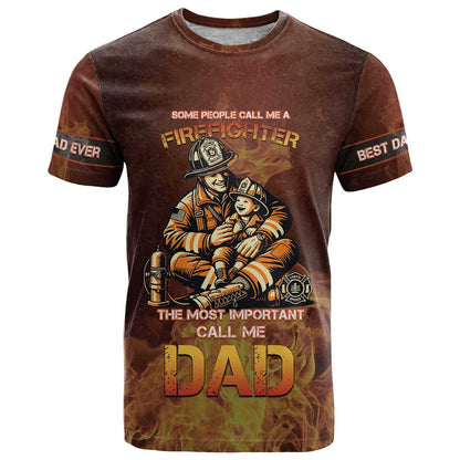 Firefighter Fathers Day T-Shirt Best Dad Ever Graphic Tee