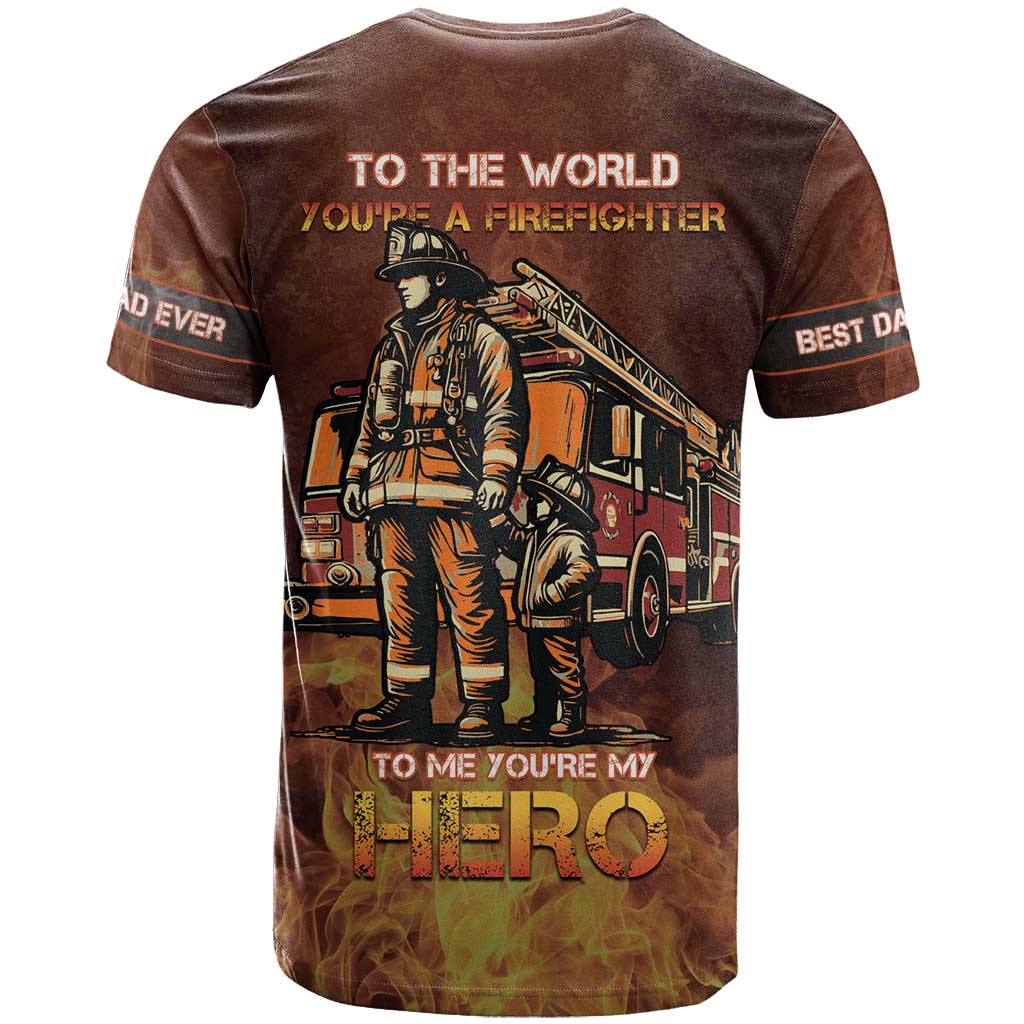 Firefighter Fathers Day T-Shirt Best Dad Ever Graphic Tee