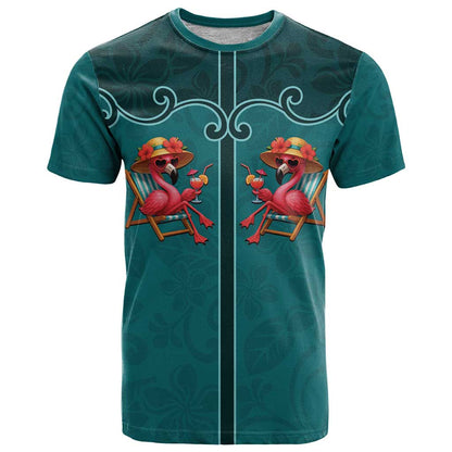Western Yoke T-Shirt Flamingo Relax Cowboy Style Graphic Tee