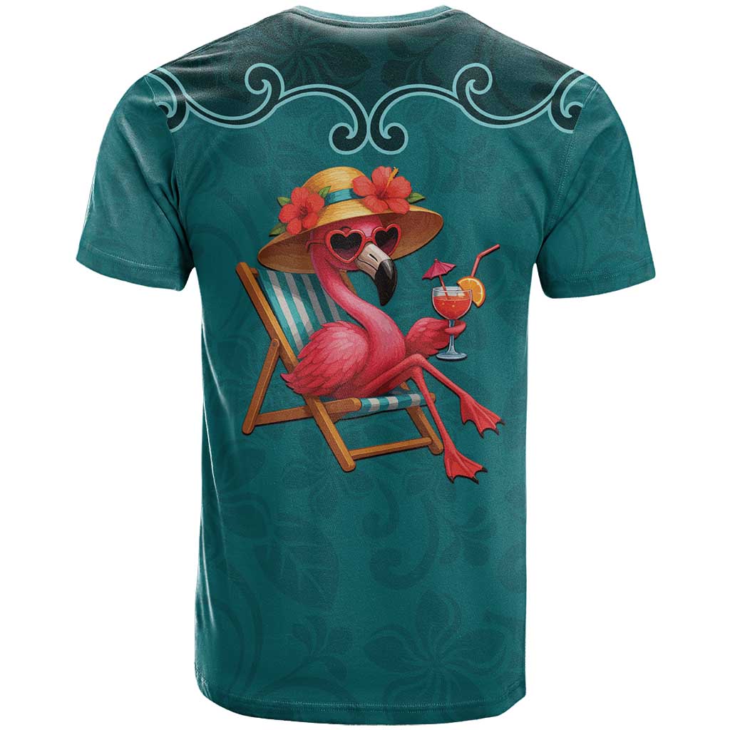 Western Yoke T-Shirt Flamingo Relax Cowboy Style Graphic Tee