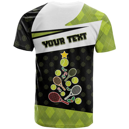 Personalized Tennis Christmas T-Shirt Ho Ho Hold My Racquet Graphic Tee