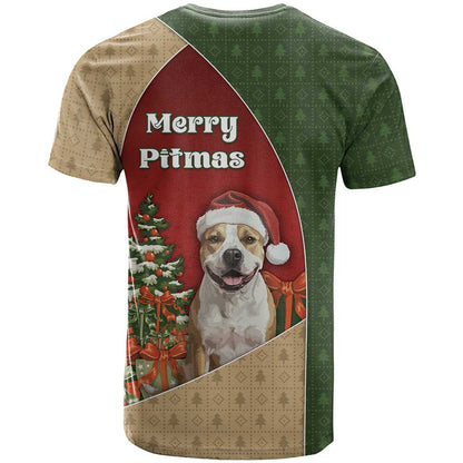 Merry Pitmas T-Shirt Santa Baby Slip A Pittie Under The Tree For Me Graphic Tee