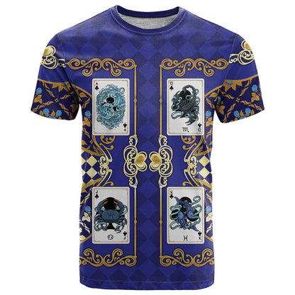 Zodiac Signs T-Shirt The Water Element Baroque Clubs Card Graphic Tee