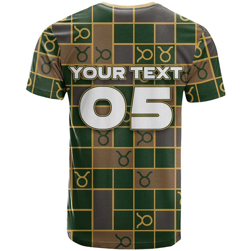Custom Taurus Zodiac T-Shirt Checkered Pattern Graphic Tee