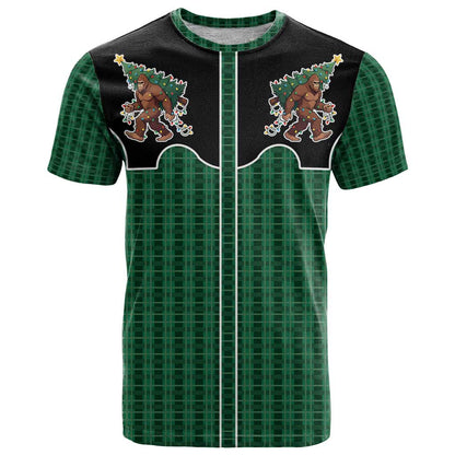 Western Yoke T-Shirt Bigfoot Xmas Cowboy Style Graphic Tee