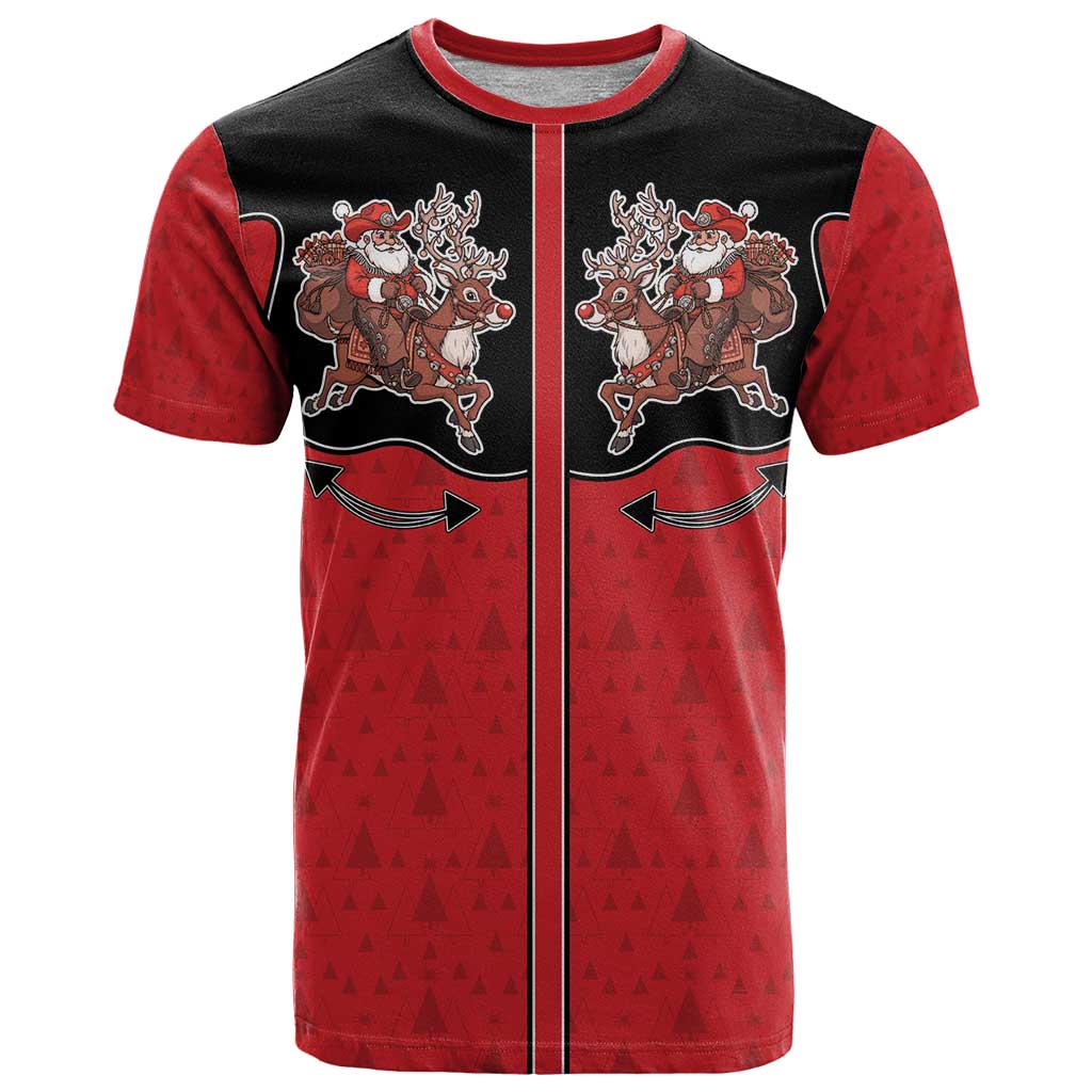 Western Yoke T-Shirt Santa Cowboy Style Graphic Tee
