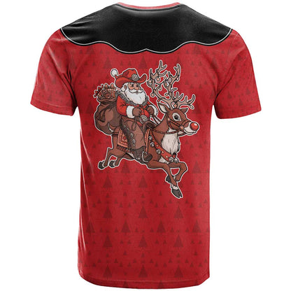 Western Yoke T-Shirt Santa Cowboy Style Graphic Tee