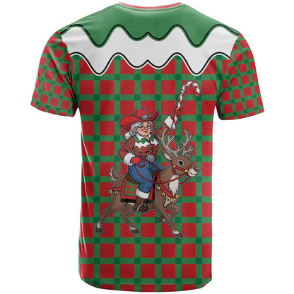 Western Yoke T-Shirt Mrs Claus Cowgirl Style Graphic Tee