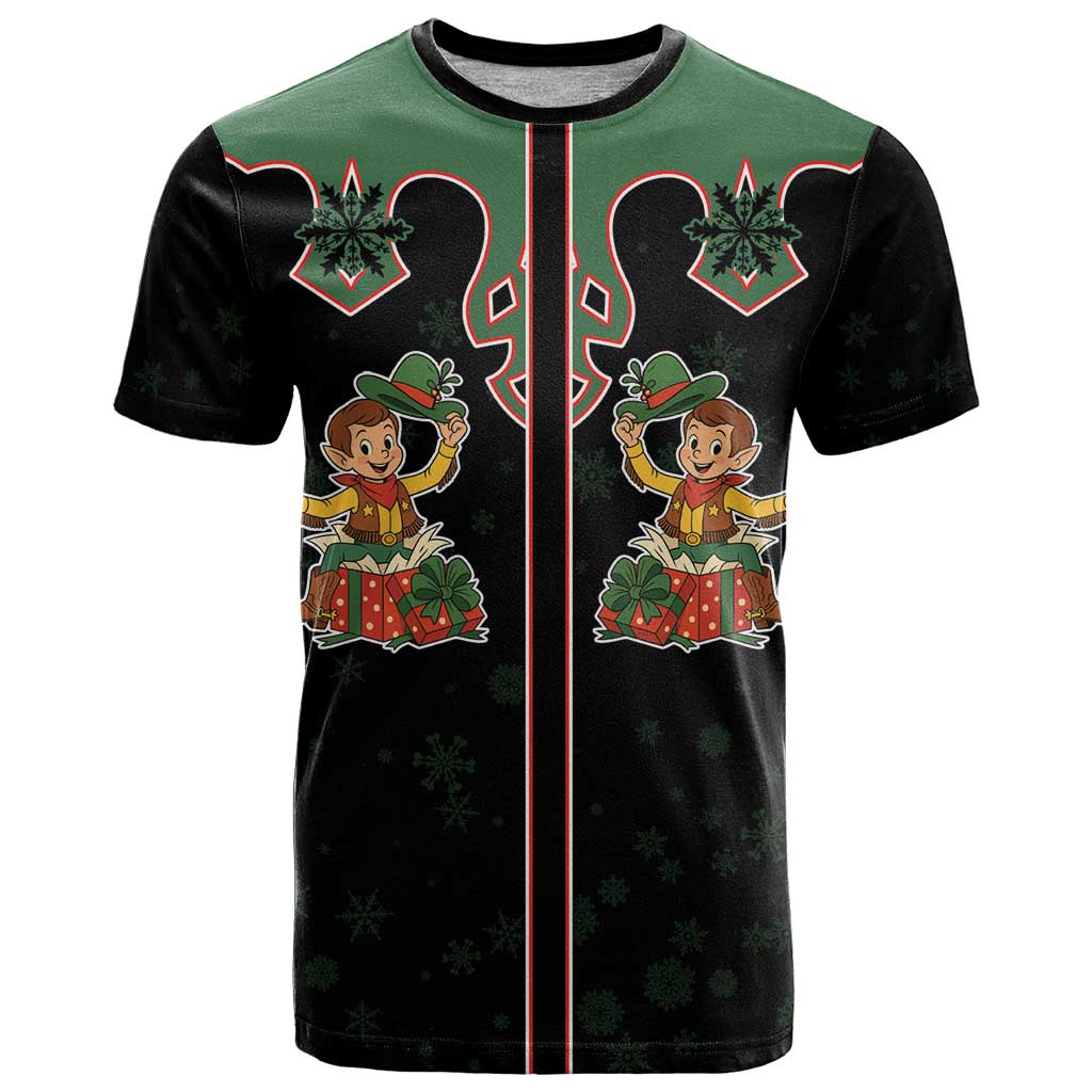 Western Yoke T-Shirt Elves Cowboy Style Graphic Tee
