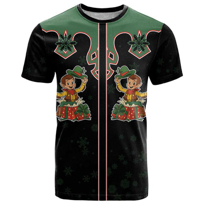 Western Yoke T-Shirt Elves Cowboy Style Graphic Tee