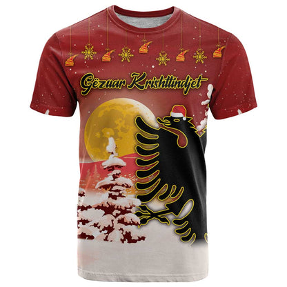 Personalized Albania Christmas T-Shirt Gezuar Krishtlindjet Graphic Tee