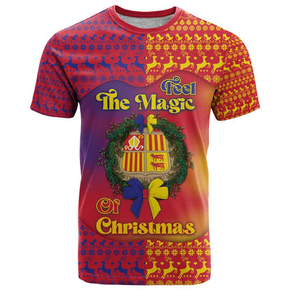 Andorra Christmas T-Shirt Coat Of Arms With Wreath Xmas Graphic Tee