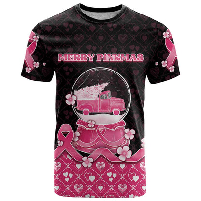 Breast Cancer Christmas T-Shirt Merry Pinkmas Graphic Tee