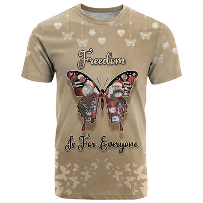 Butterfly Christmas T-Shirt Freedom Is For Everyone Graphic Tee