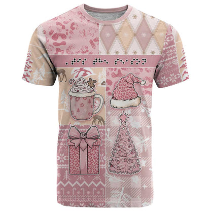 Braille Christmas T-Shirt Tis The Season Patchwork Style Graphic Tee