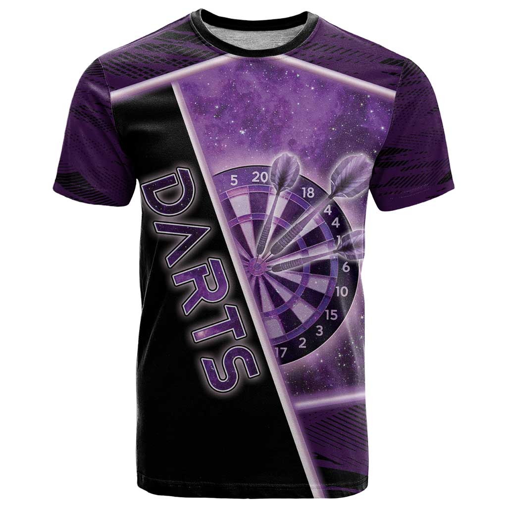 Personalized Darts T-Shirt Galaxy Style Purple Graphic Tee