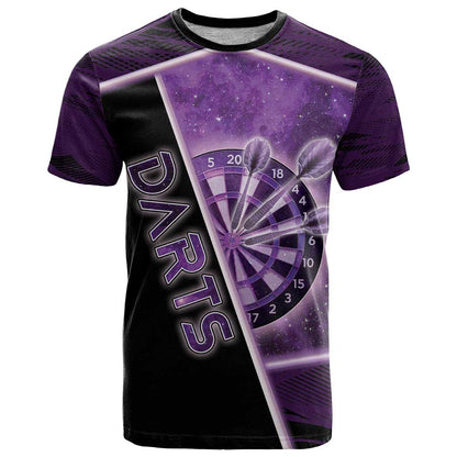 Personalized Darts T-Shirt Galaxy Style Purple Graphic Tee