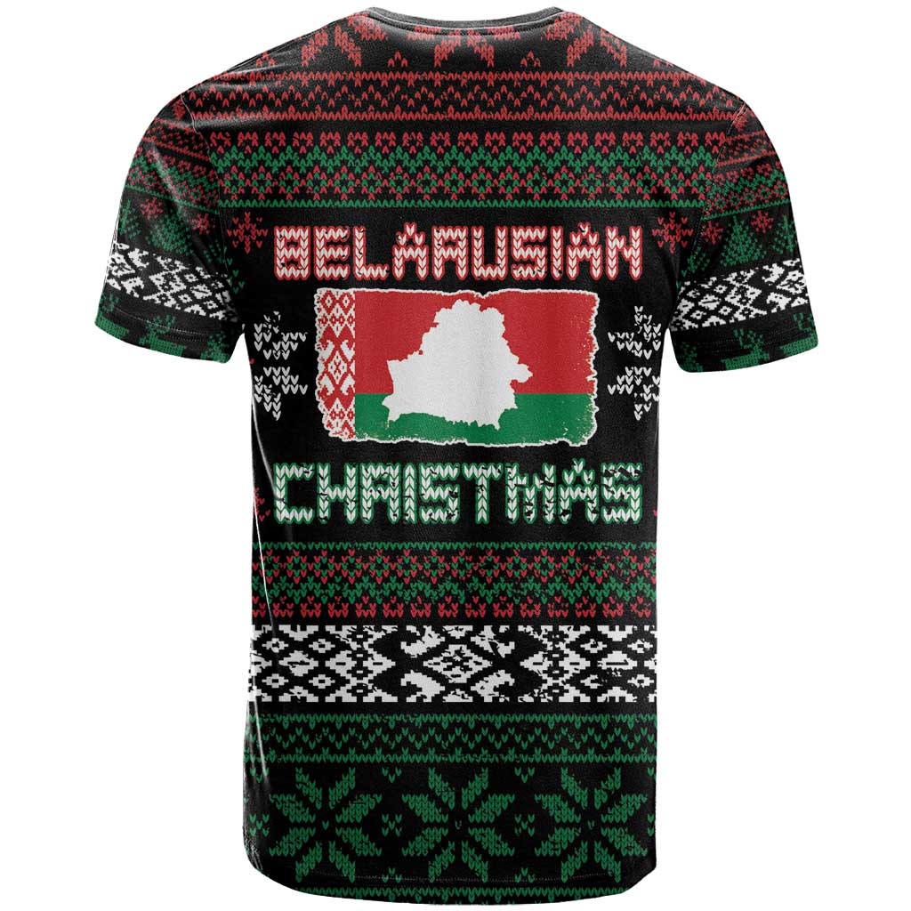 Belarus Christmas T-Shirt Flag With Belarusian Patterns Graphic Tee