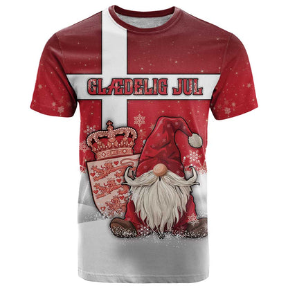 Denmark Christmas T-Shirt Nisse Glaedelig Jul Graphic Tee