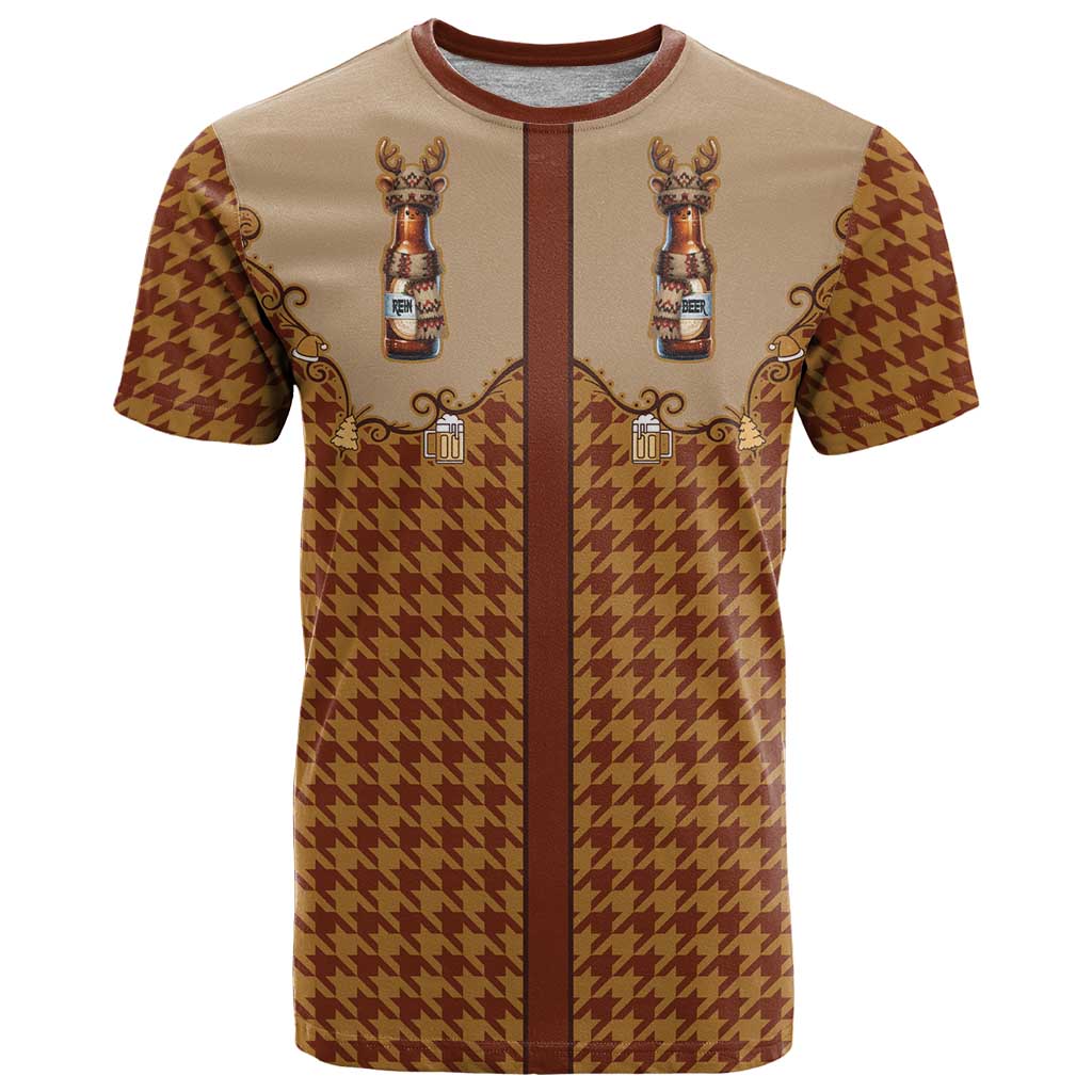 Western Yoke T-Shirt Rein Beer Christmas Houndstooth Patterns Graphic Tee