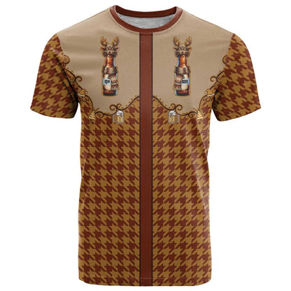 Western Yoke T-Shirt Rein Beer Christmas Houndstooth Patterns Graphic Tee