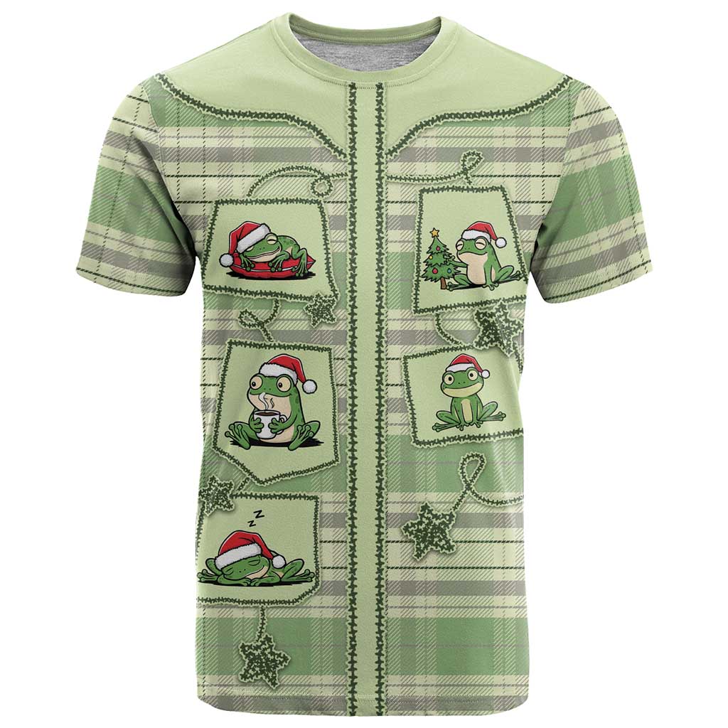 Western Yoke T-Shirt Frog Christmas Cute Style Graphic Tee