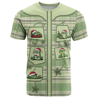 Western Yoke T-Shirt Frog Christmas Cute Style Graphic Tee