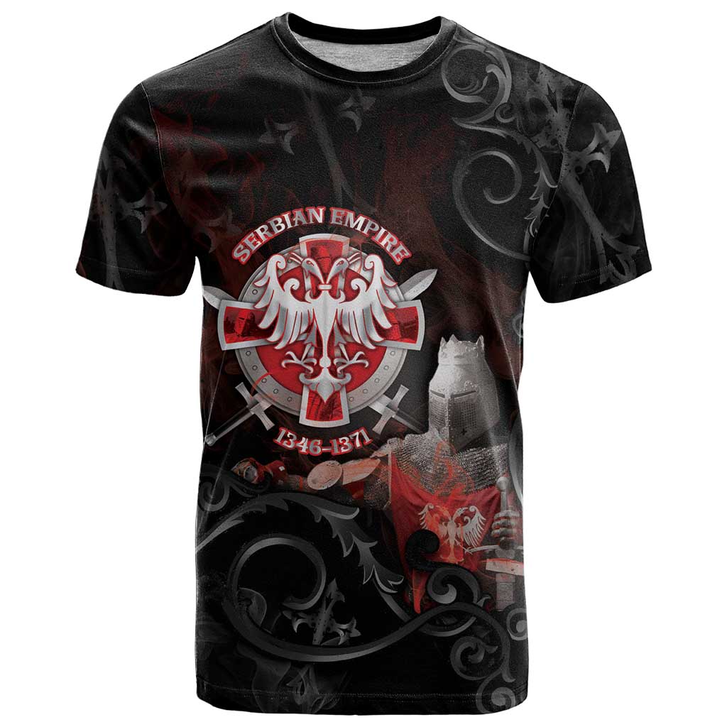 Serbian Empire T-Shirt Knight With Emblem Double Eagle Graphic Tee