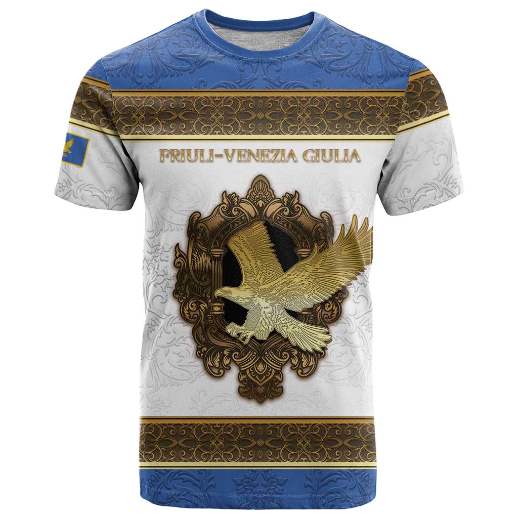 Personalized Italy Friuli-Venezia Giulia T-Shirt Golden Eagle With Baroque Patterns Graphic Tee