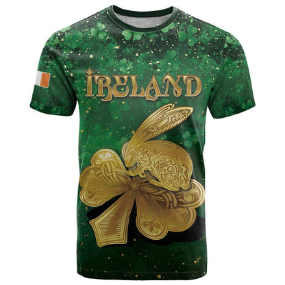 Personalized Ireland T-Shirt The Shamrock With The Irish Hare Patterns Graphic Tee