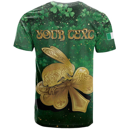 Personalized Ireland T-Shirt The Shamrock With The Irish Hare Patterns Graphic Tee