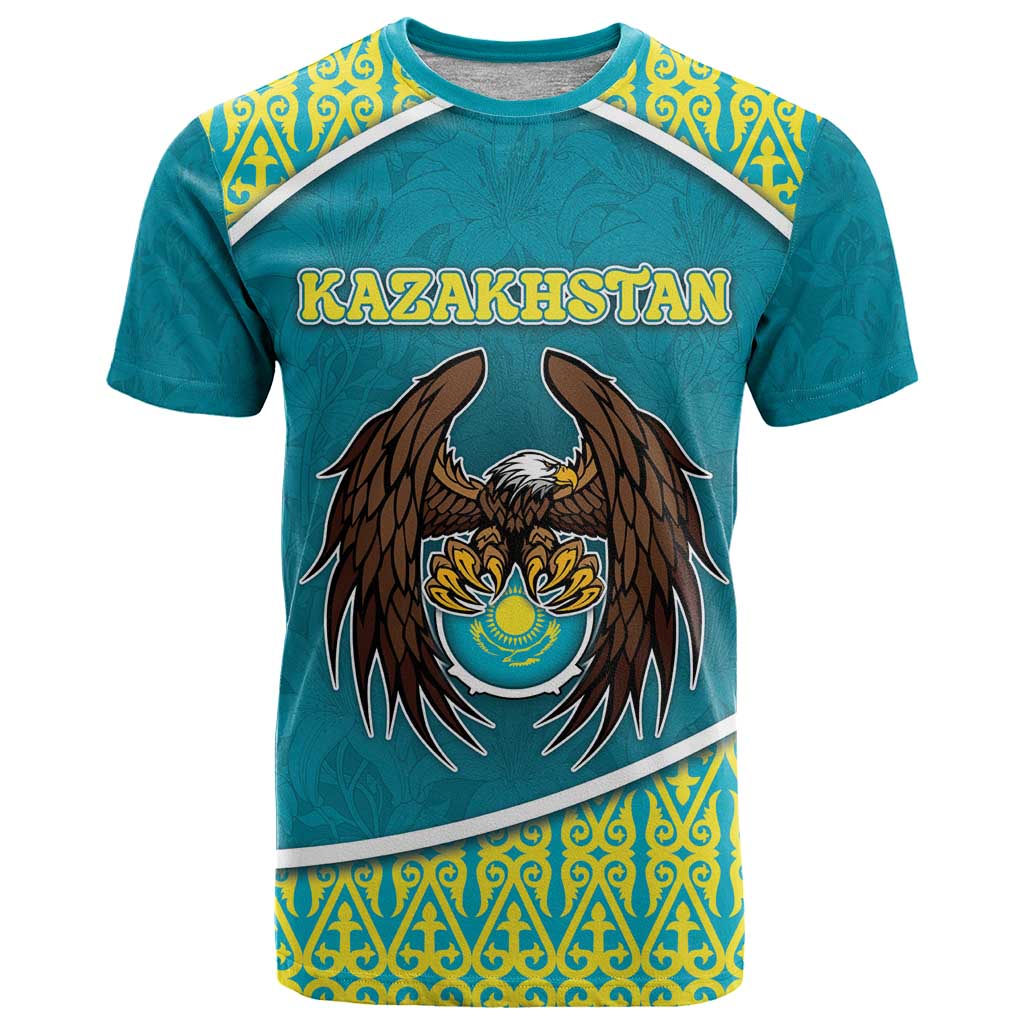 Personalized Kazakhstan T-Shirt The Eagle With Kazakh Patterns Graphic Tee