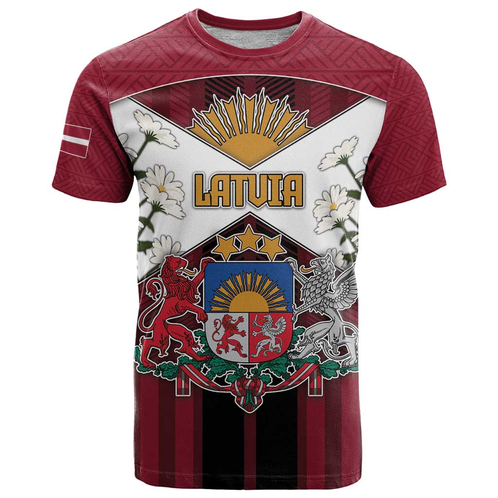 Personalized Latvia T-Shirt Symbol With Latvians Patterns Graphic Tee