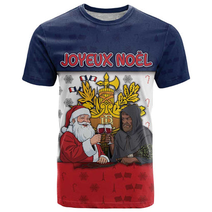 France Christmas T-Shirt Pere Noel And Pere Fouettard Graphic Tee