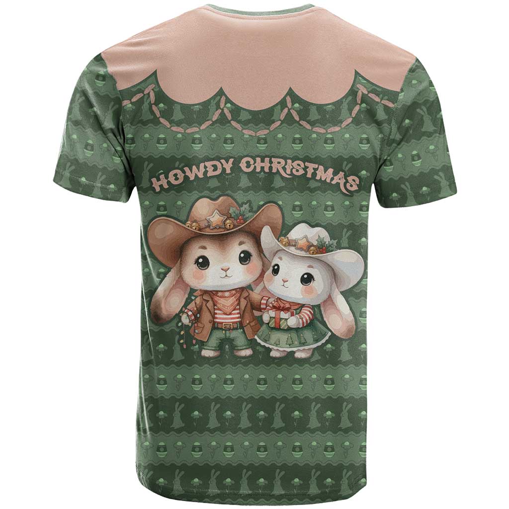 Western Yoke T-Shirt Rabbit Howdy Christmas Graphic Tee