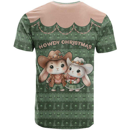 Western Yoke T-Shirt Rabbit Howdy Christmas Graphic Tee