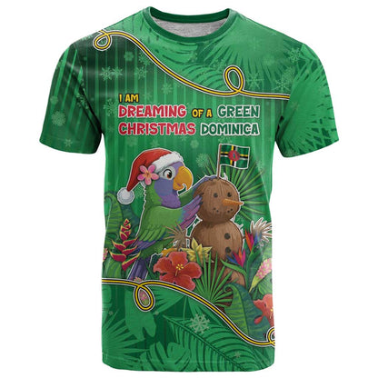 Dominica Christmas T-Shirt I Am Dreaming Of A Green Christmas Graphic Tee