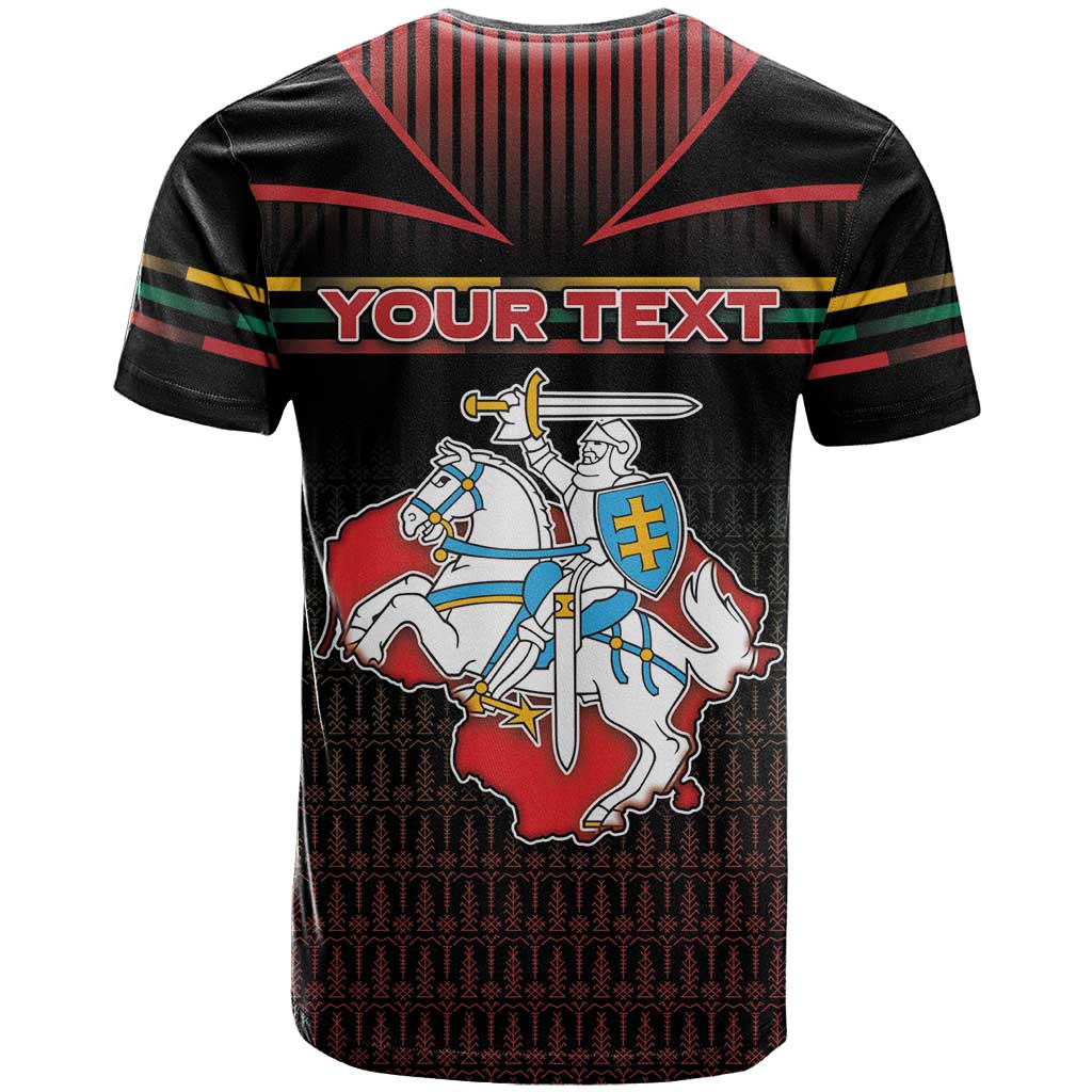 Personalized Lithuania T-Shirt Knight In Armor With Map Graphic Tee
