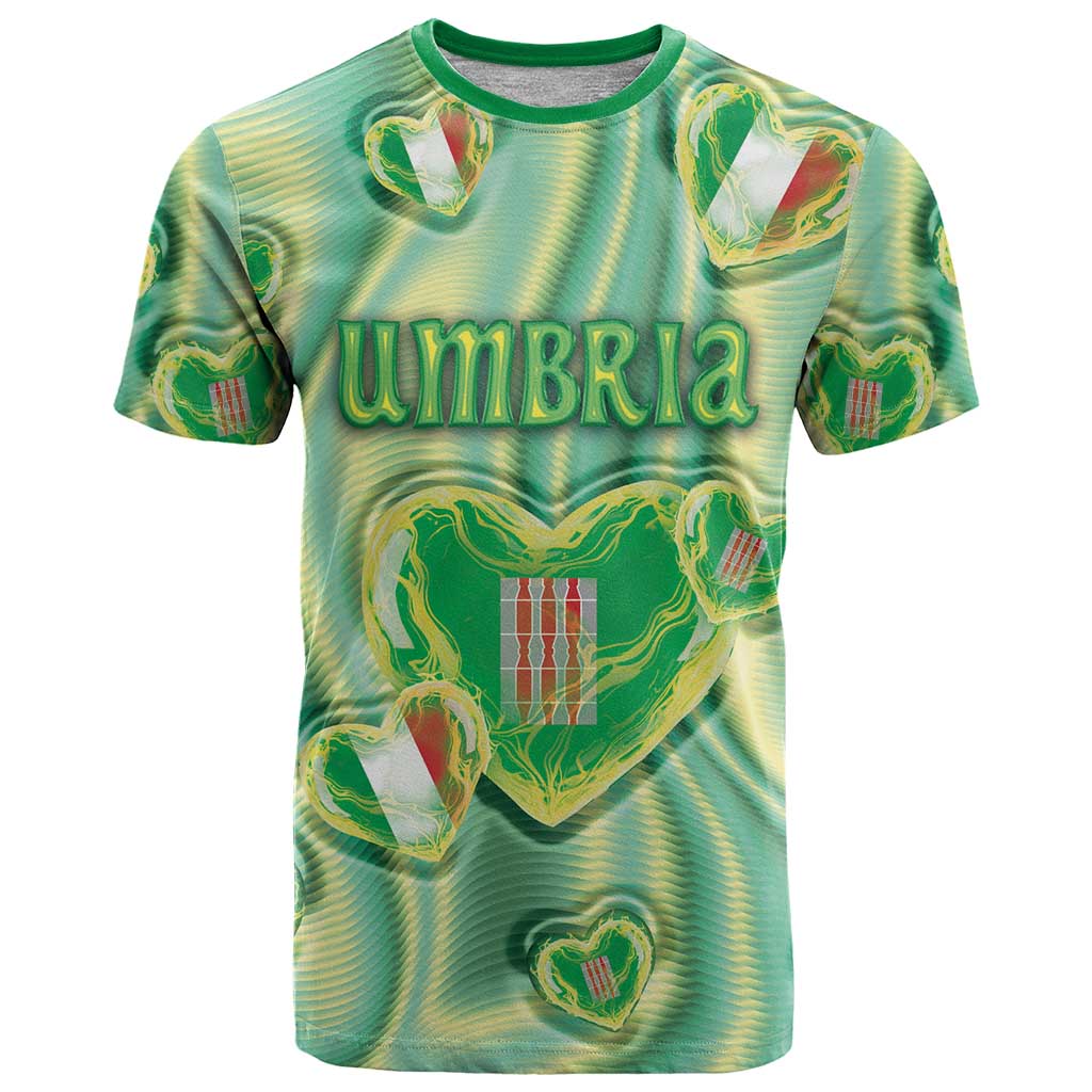Personalized Italy Umbria T-Shirt Flag Emerald Heart Candy Graphic Tee