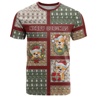 Personalized Corgi Christmas T-Shirt Merry Corgmas Graphic Tee