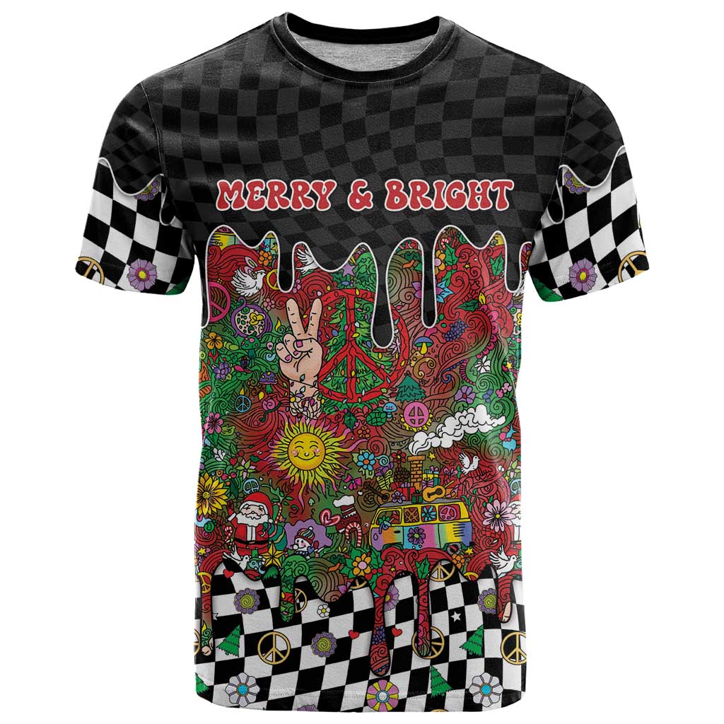 Hippie Christmas T-Shirt Doodle Style Graphic Tee
