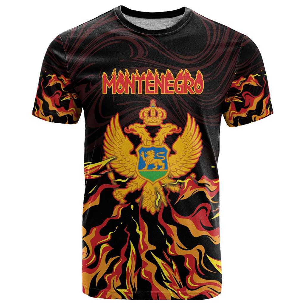 Personalized Montenegro T-Shirt Coat Of Arms Fire Style Graphic Tee
