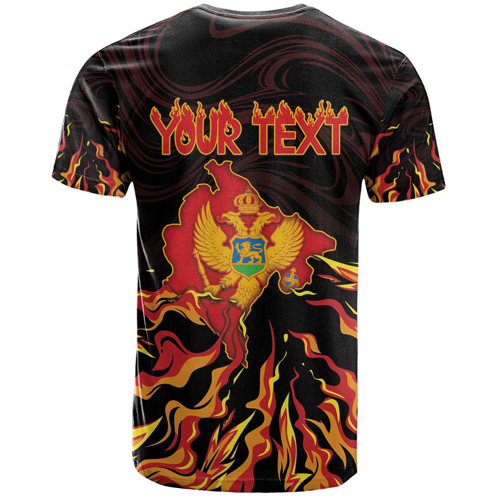 Personalized Montenegro T-Shirt Coat Of Arms Fire Style Graphic Tee